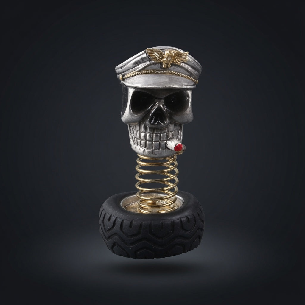 SkullCap interior ornament on a car dashboard