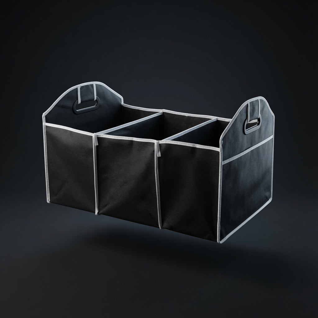Organized car trunk with a collapsible trunk organizer