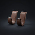 Car seat back hooks for bags and purses, leather wrapped pair