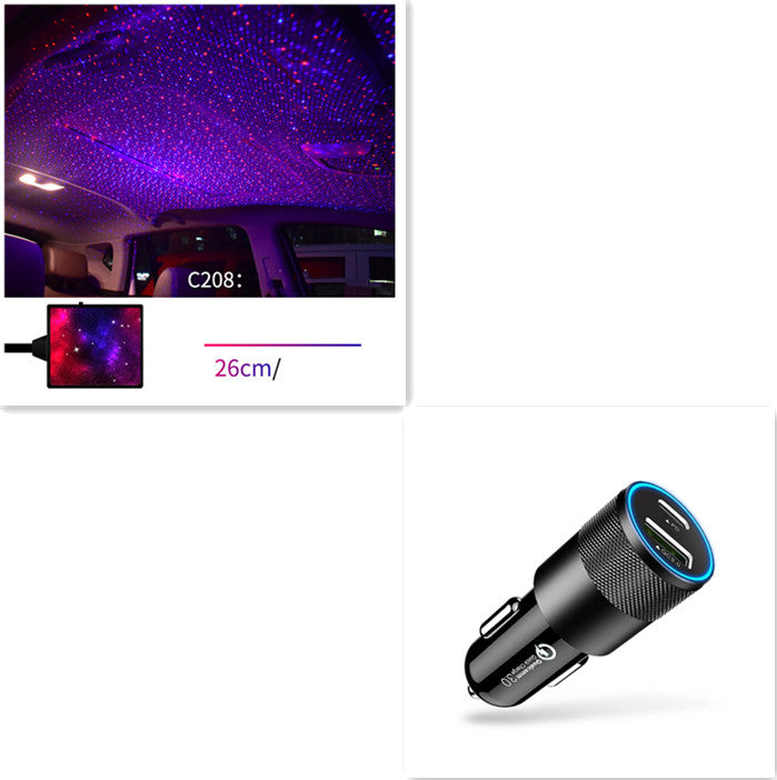 Night Drive Kit — StarDrive roof projector in a darkened car cabin