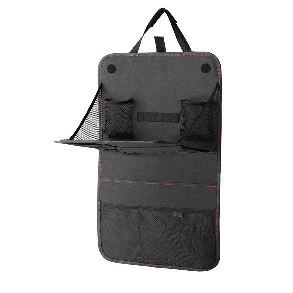 The fold-out tray table extended from the organizer