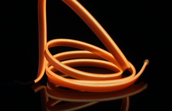 NeonLine interior LED strip glowing in orange