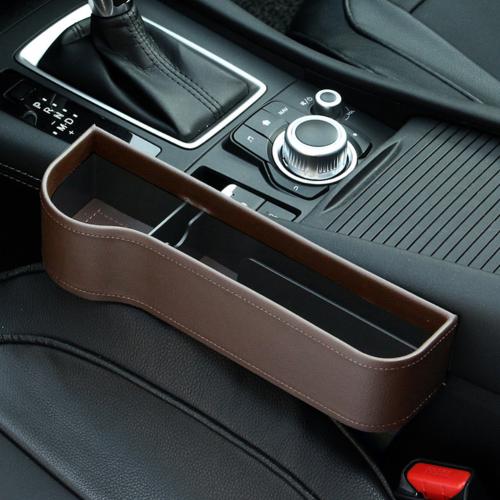 GapVault seat side storage box in brown, driver side single unit