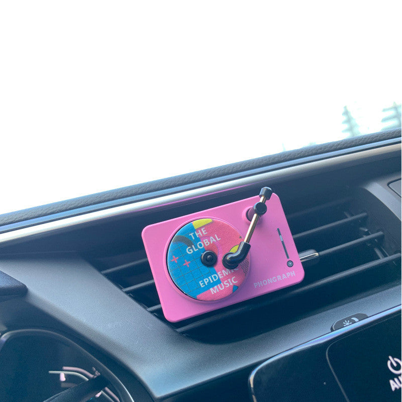 SpinScent record player vent diffuser in pink