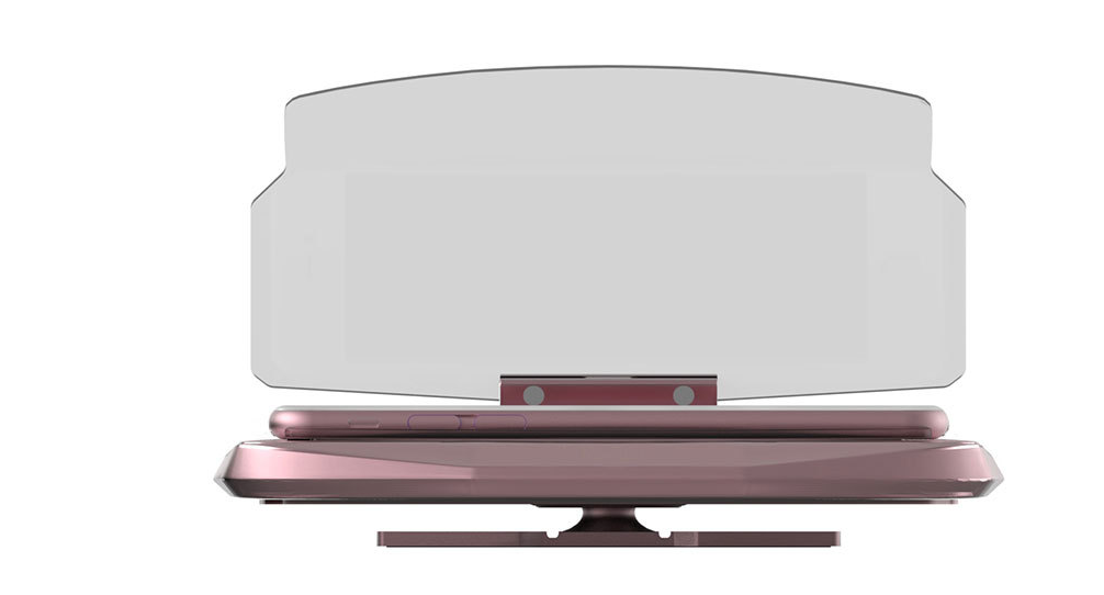 GhostDash heads-up display projector in pink with 3M adhesive pad