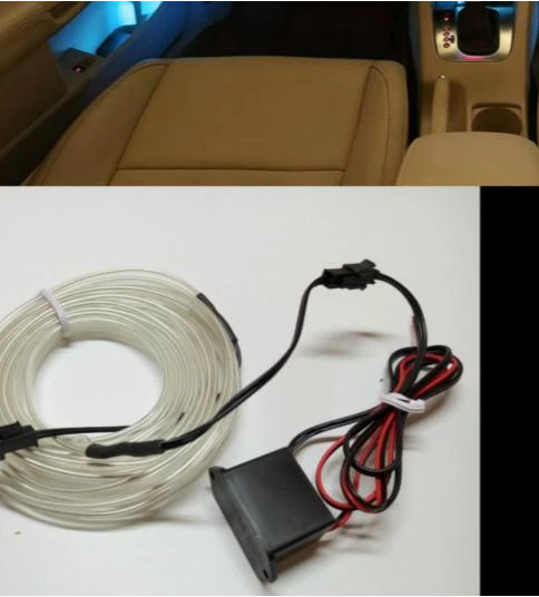 Night Drive Kit — NeonLine LED strip glowing along a car door card at night