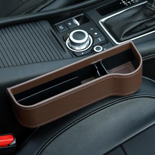 GapVault seat side storage box in brown, passenger side single unit