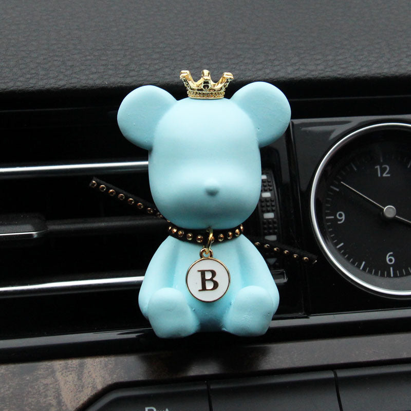 VentBear air outlet fragrance clip — blue riveted bear