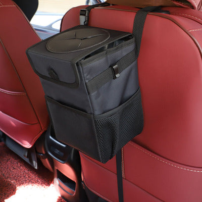 Car trash can with lid