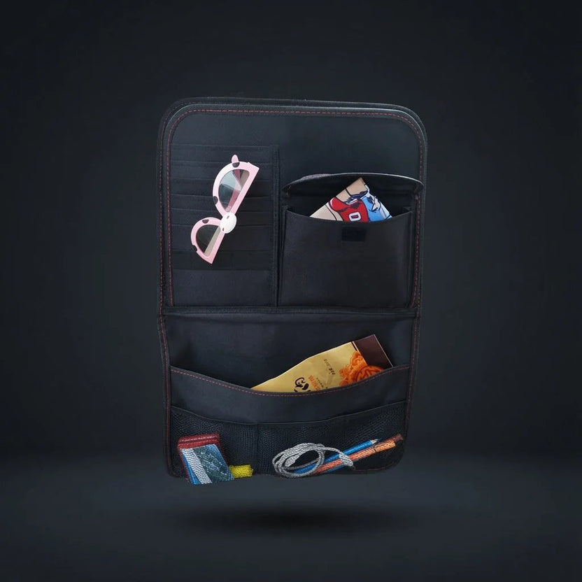 Seat organizer with fold-out table