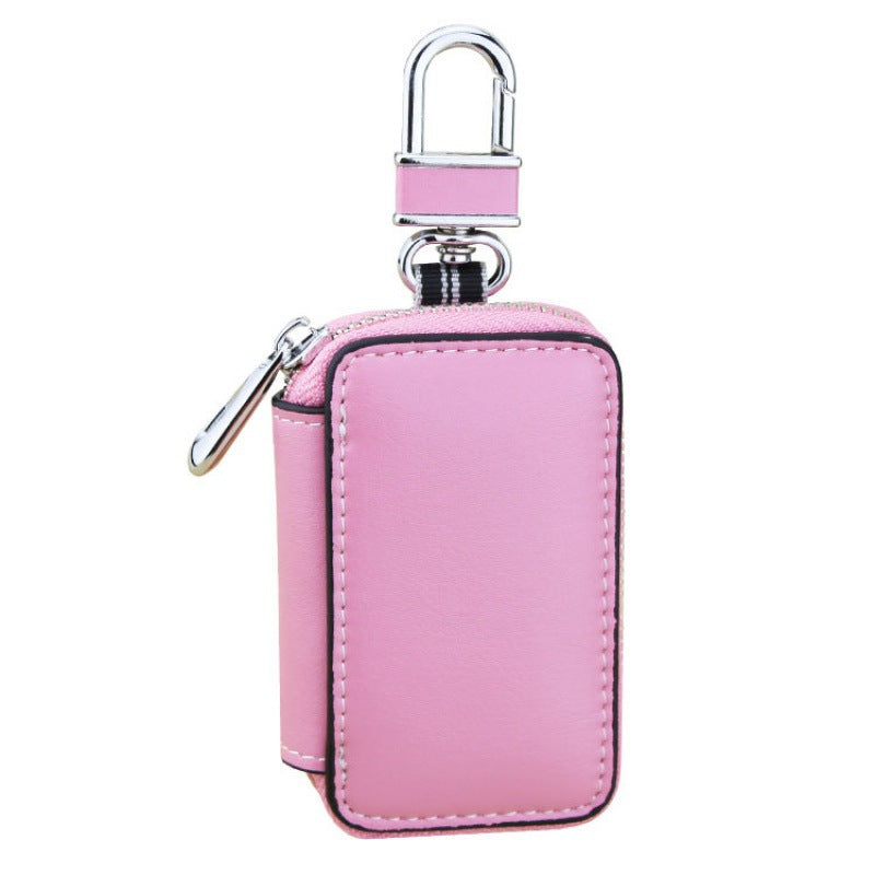 Cowhide leather car key bag in pink