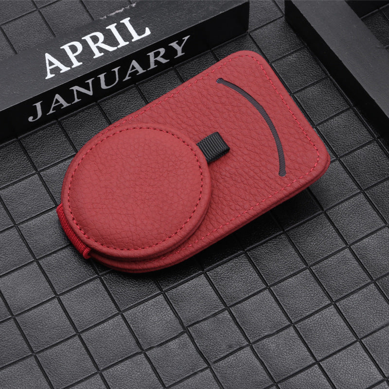 ShadeHook visor glasses holder in red leather