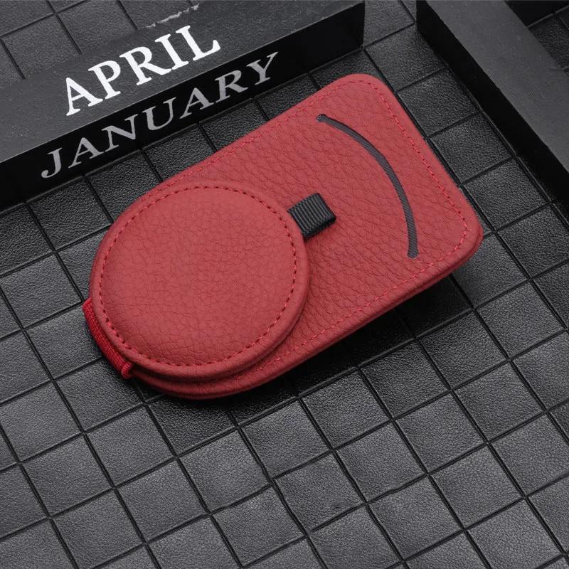 ShadeHook visor glasses holder in red leather