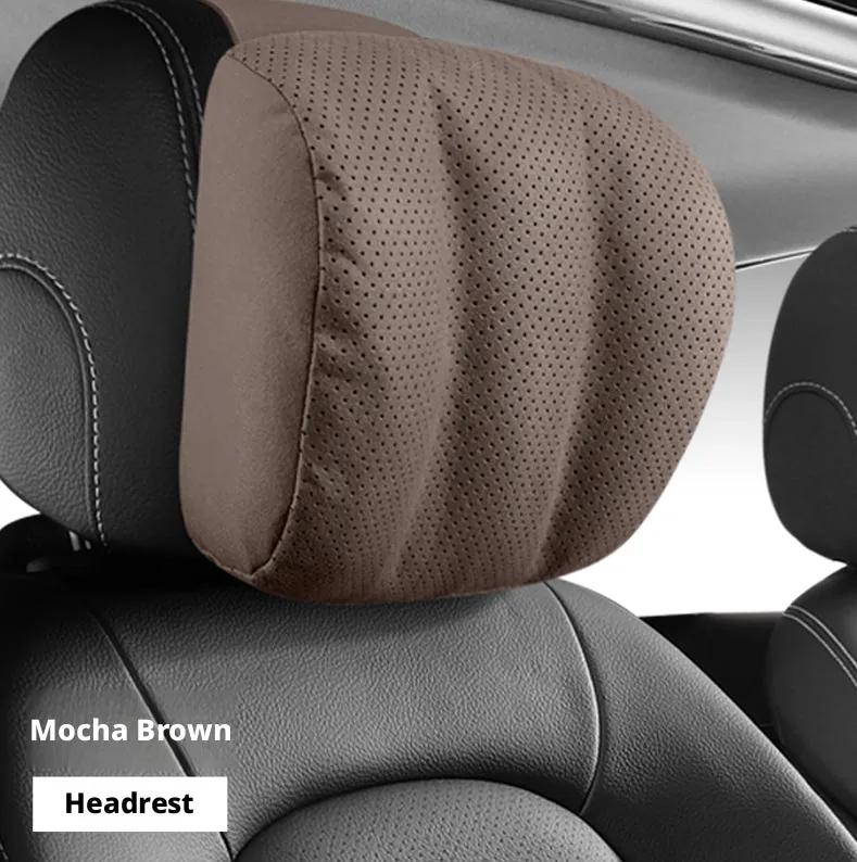 Car headrest cushion in elegant grey — design 3 pattern
