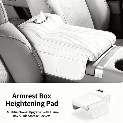 Car console armrest cover with built-in tissue box and cup holders