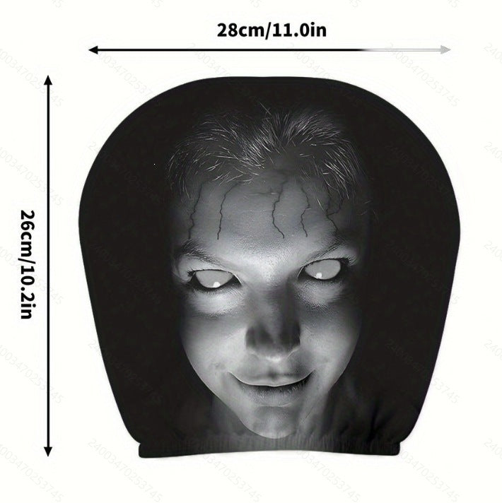 Creepy white face car headrest cover, single cover