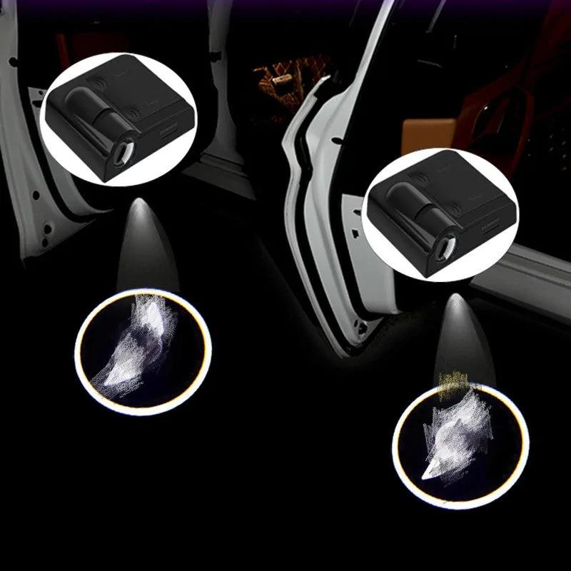 HaloStep wireless door welcome projector mounted inside a car door