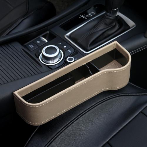 GapVault seat side storage box in beige, passenger side single unit