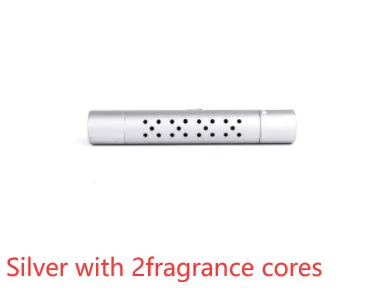 ClipScent vent air freshener in silver with 2 scent cores