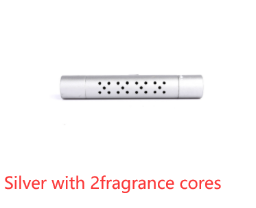 ClipScent vent air freshener in silver with 2 scent cores