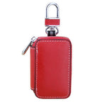 Cowhide leather car key bag in red