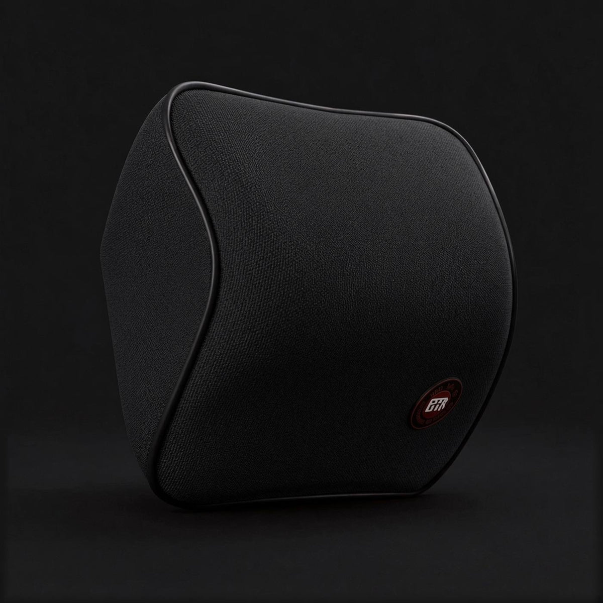 Black memory foam car neck pillow studio close-up