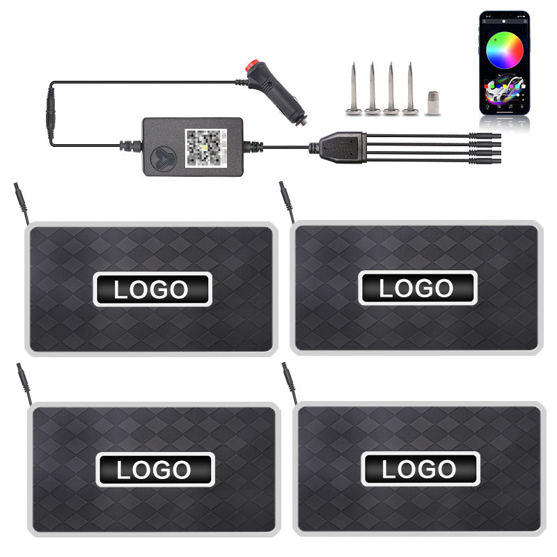 RGB ambient footwell light kit — four-strip set with cigarette lighter plug