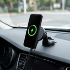 25W MagSafe wireless charger on the air vent holding a phone