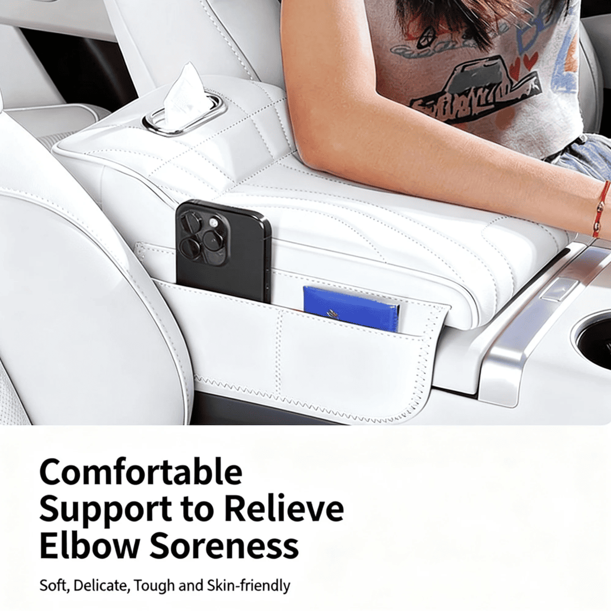 Console Armrest Cover with Tissue Box & Cup Holders