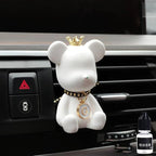 Air outlet fragrance clip — white riveted bear