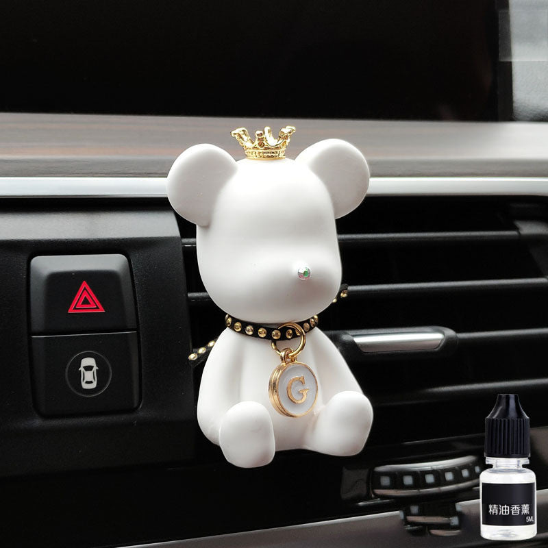 VentBear air outlet fragrance clip — white riveted bear