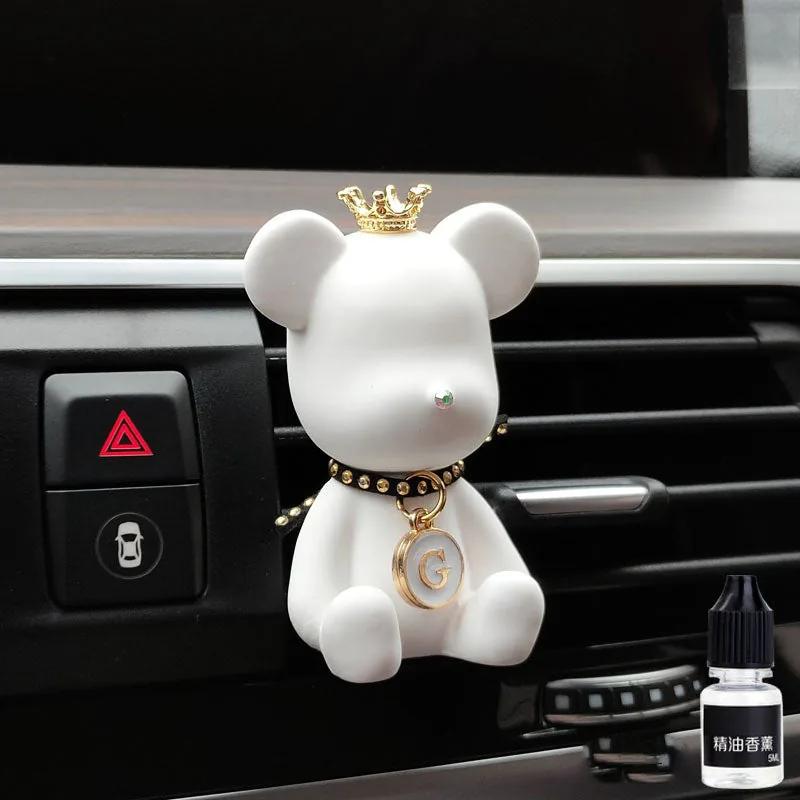 VentBear air outlet fragrance clip — white riveted bear