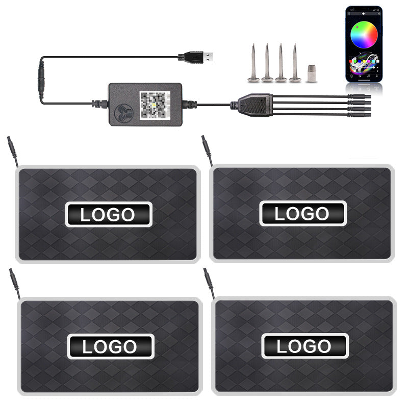 RGB ambient footwell light kit — four-strip set with USB power plug