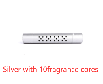 ClipScent vent air freshener in silver with 10 scent cores