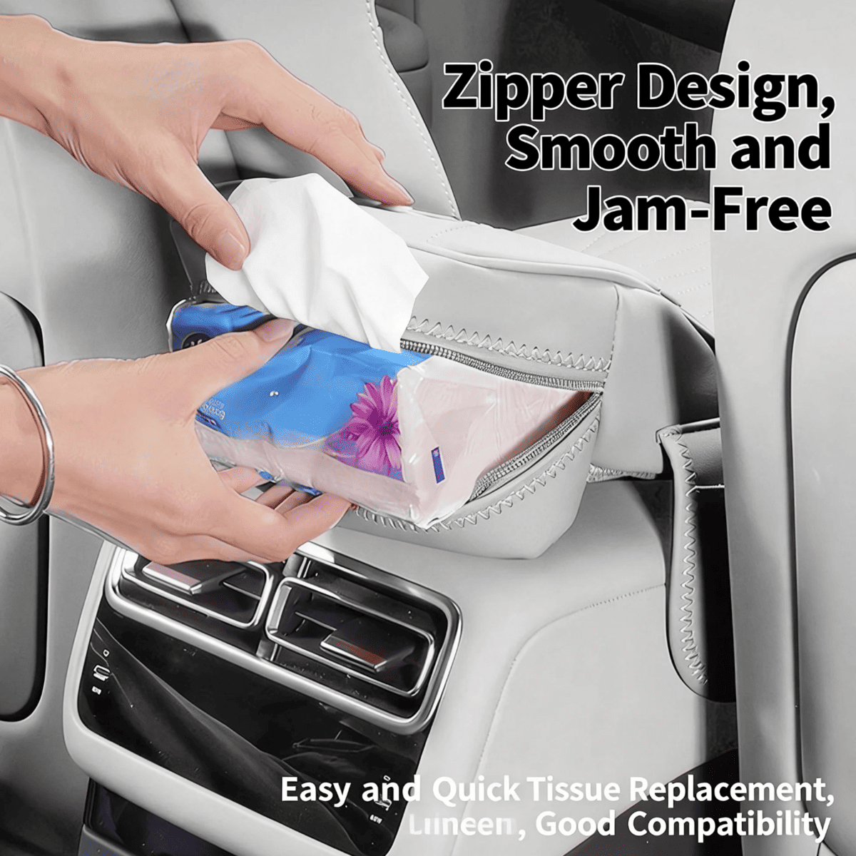 Console Armrest Cover with Tissue Box & Cup Holders