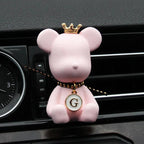 Air outlet fragrance clip — pink riveted bear