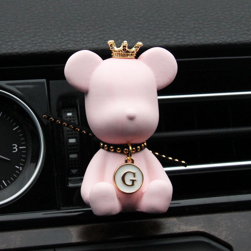 VentBear air outlet fragrance clip — pink riveted bear