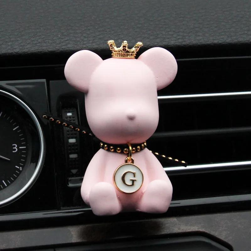VentBear air outlet fragrance clip — pink riveted bear