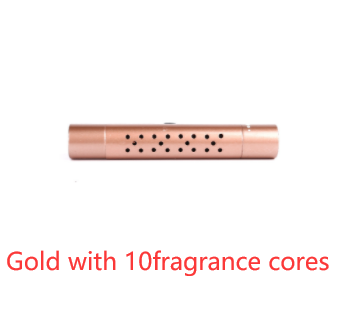 ClipScent vent air freshener in gold with 10 scent cores
