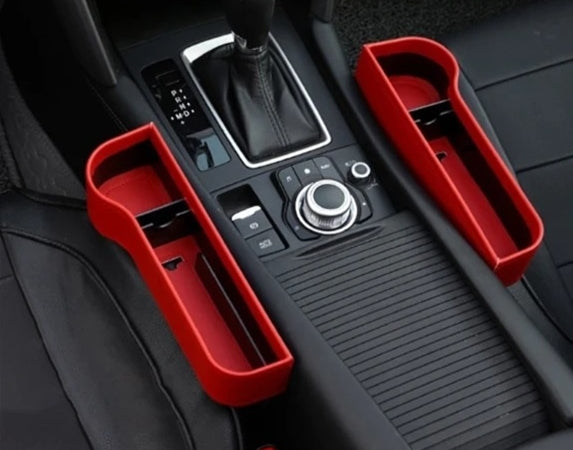 GapVault seat side storage boxes in red, pair