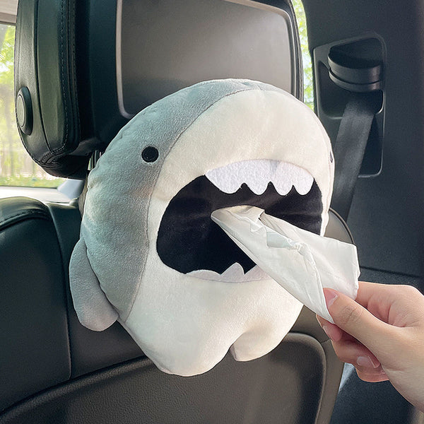 Car Tissue Box Holder – Shark Design, Console or Headrest Mount