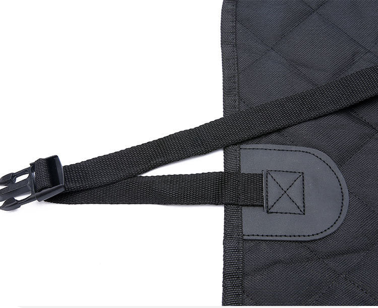 Adjustable headrest strap and buckle detail