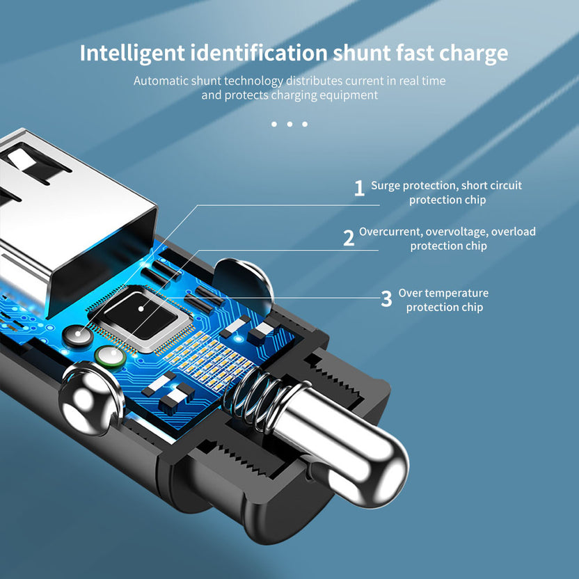 Cutaway of the car charger's circuit board and protection features, supplier graphic