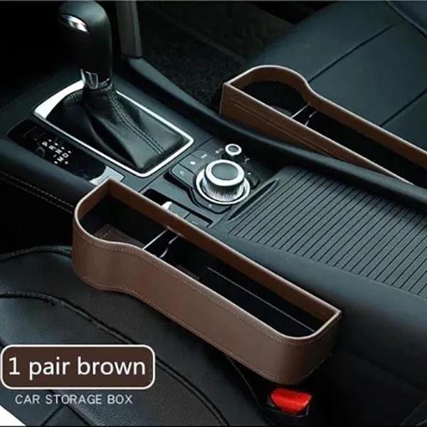 GapVault seat side storage boxes in brown, pair