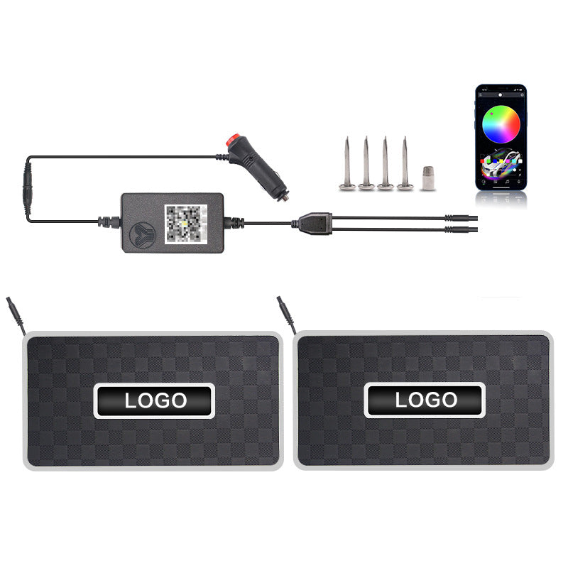 RGB ambient footwell light kit — two-strip grid set, cigarette lighter powered