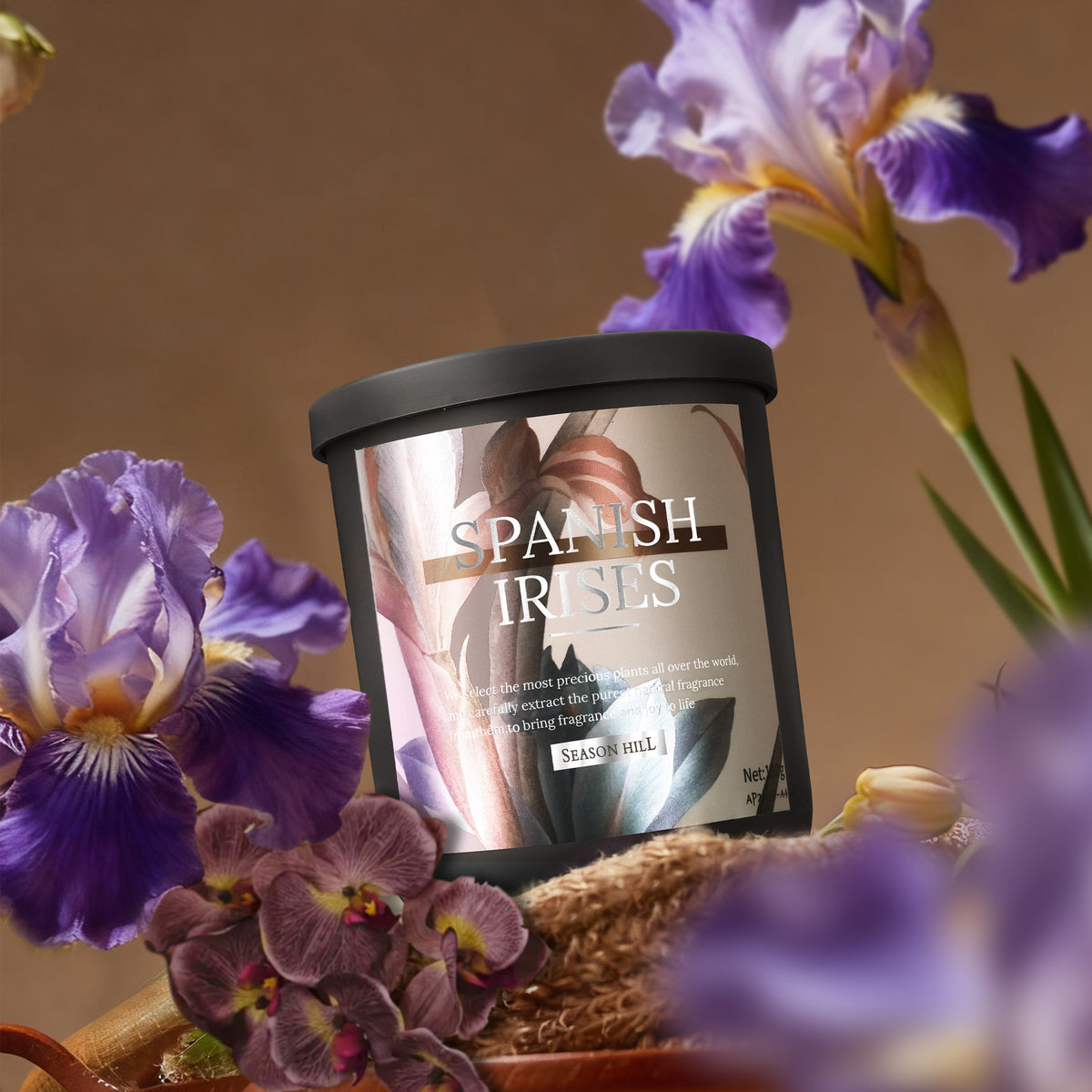 Retro floral solid balm car air freshener, iris scent tin