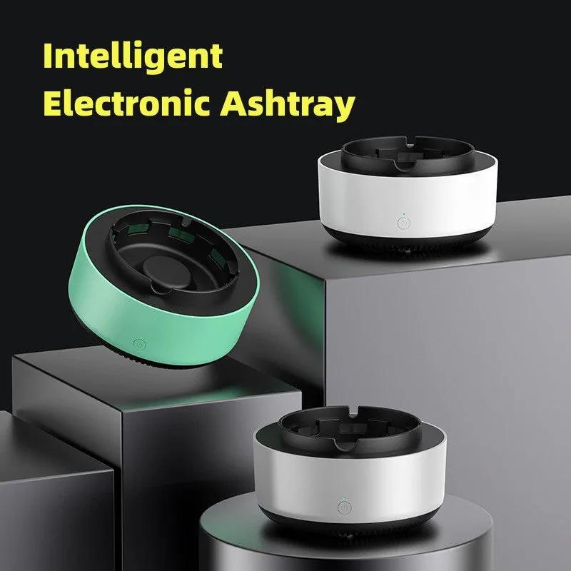 PureTray anion ashtray in use extracting smoke