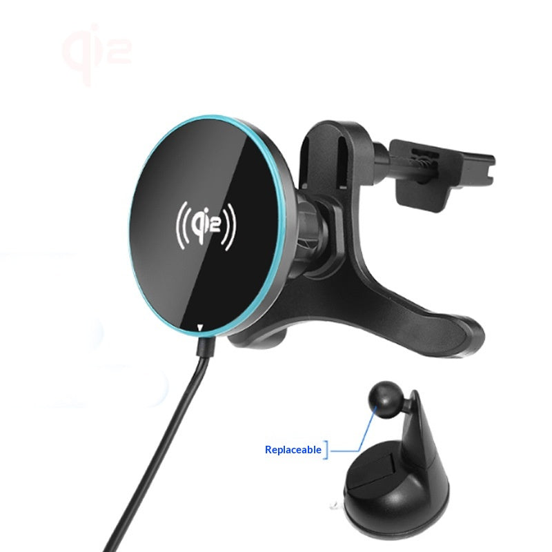 MagCharge 25W magnetic wireless charging car mount clipped to an air vent