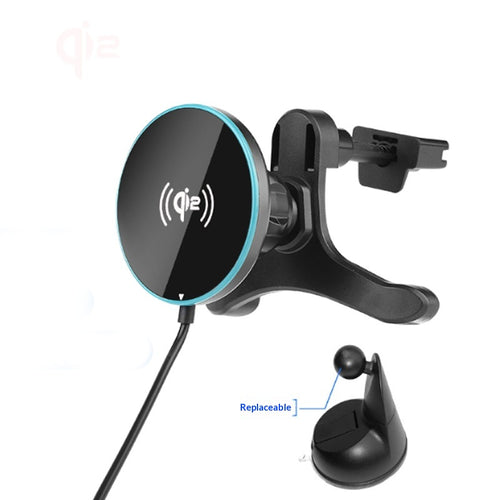 MagCharge 25W magnetic wireless charging car mount clipped to an air vent