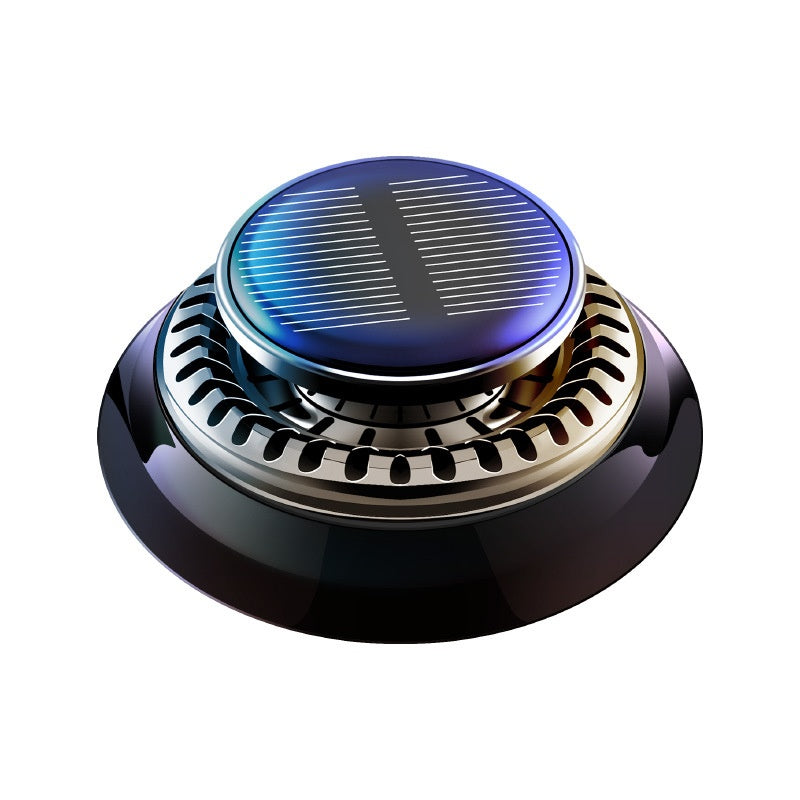 OrbitScent kinetic solar-powered car air freshener spinning on a dash